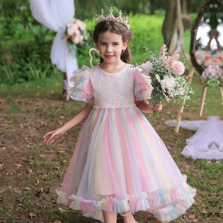 

XMMSWDLA Sales Clearance Baby Bodysuit Children Baby Girls Middle-aged Children s Sequin Contrast Gauze Skirt Halloween Cosplay Masquerade Dress