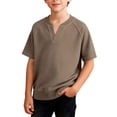 thumbnail image 2 of SROBPTY Teen Boys Summer Short Sleeve Tops Solid Fashion Lightweight V Neck Tee Shirts for Daily Use, 2 of 4
