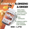 thumbnail image 2 of Complejo B Con Ginseng Y Ginger, Suplemento 300caps Bdm Life Sin Sabor, 2 of 6