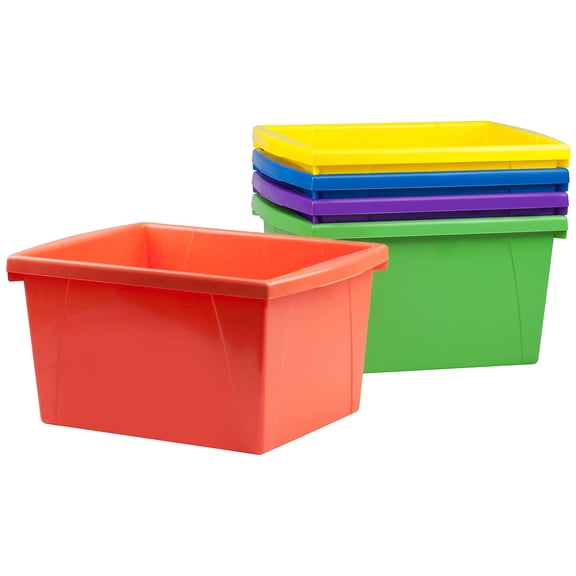 Storex 4-gallon Storage Bin 7.9" Height x 11.3" Width13.6" Length - Assorted Bright - Plastic - 1Each