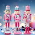 thumbnail image 2 of CIYISON 14 Inch Wooden Nutcracker Soldier Figurine Pink Glitter Figure Display Christmas Decor for Shelves Tables Home New Year, 2 of 14