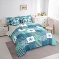 thumbnail image 3 of jejeloiu Modern Geometric Plaid 7 Pieces Bedding Comforter Set,Retro Rhombus Abstract Full Bedding Set,Cyan Polka Dots Fitted Sheet Flat Sheet For Girls Boys,Super Cozy Room Decor Reversible, 3 of 8