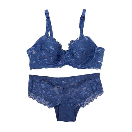 QIJUNTUO Women s Underwire Lace Bra & Brief Set  Adjustable Straps Breathable Comfort Lingerie for Everyday & Special Occasions