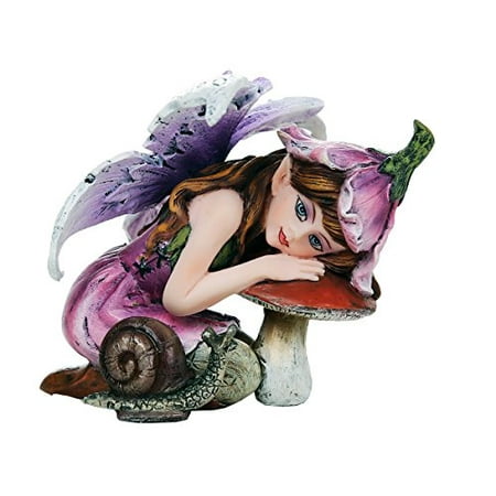 - Fairy Garden Flower Fairy with Toadstool and Snail Decorative Mini Garden of Enchantment Figurine 3 Inch