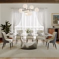 thumbnail image 2 of POVISON 79" Modern Dining Table for 6-8, Rectangular Gold Glossy Sintered Stone Dining Table, Marble-Look Tabletop with Dark Gray Carbon Steel Base, 2 of 10