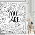 thumbnail image 2 of Kids Quotes Inspirational Bathroom Shower Curtain 72W by 84H Inch Motivational Positive You are Black Copper Gold Child Student Line Art Accessory Polyester 12 Hooks Waterproof Decor, 2 of 5