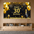 thumbnail image 5 of Black Background Golden Glitter Happy 30th Birthday Banner Party Supplies Backdrop Photography Props for Birthday Party Celebration Decorations Balloon Event Photo Booth, 5 of 7