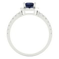 thumbnail image 4 of 0.89 ctw with Simulated Diamond Halo Accents Anniversary Ring for Women | Princess Cut Simulated Blue Sapphire | Hyperallergenic Solid 14K White Gold, 4 of 5