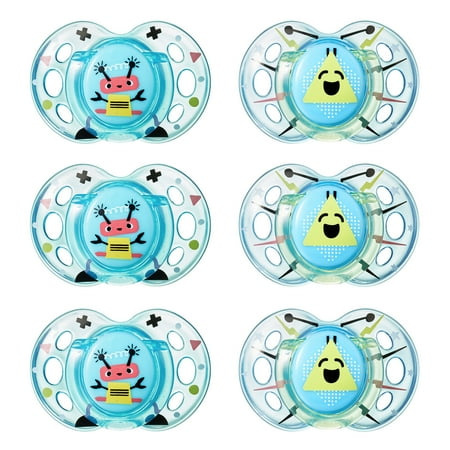 Tommee Tippee Closer to Nature, Fun Style Infant Pacifier, 6-18m, 6pk, Boy