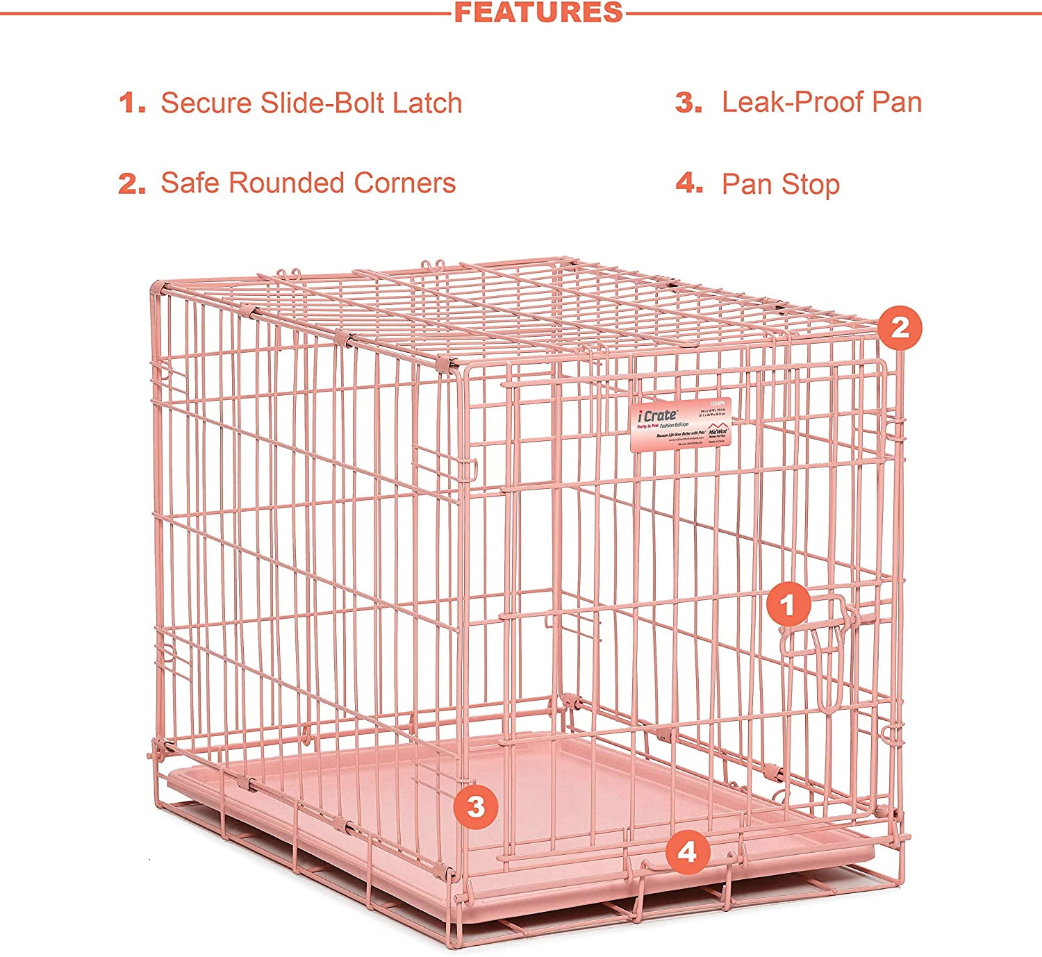 Folding Metal Dog Crate with Leak-Proof Pan & Divider Panel for Small Dogs