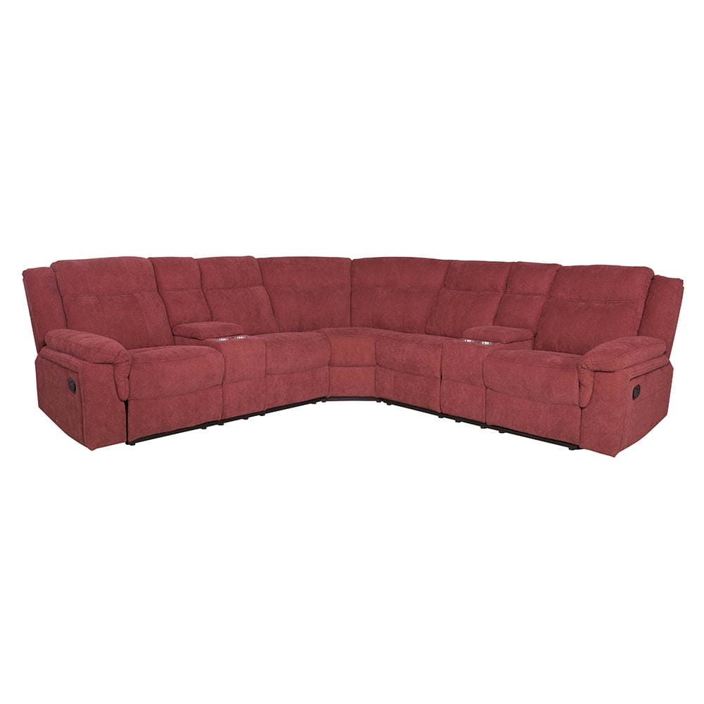 Fabric Reclining Sofa 7 Pieces Reclining Sectional with Storage Chaise