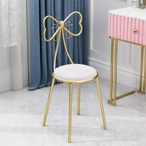 Modern Makeup Vanity Stool, Cute Butterfly Stool Ottoman Bench, Metal Bench Legs Gold Dining Chair for Kitchen, Bedroom, Living Room (White Flannel)