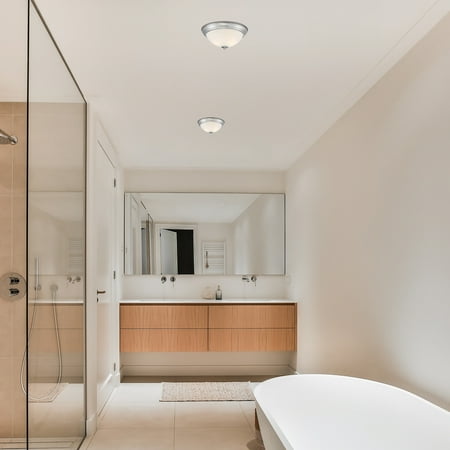 DESIGNERS FOUNTAIN Flush Mount Ceiling Light, 2-Pack, 13 Inch LED Frosted Glass Lighting Fixture for Kitchen, Bedroom, Bathroom, and Hallway, Brushed Nickel, D333M-13FM-BN2