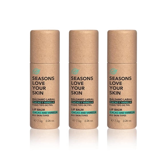 Bálsamo Labial Humectante Seasons Love Your Skin Vainilla Cacao Pack 3