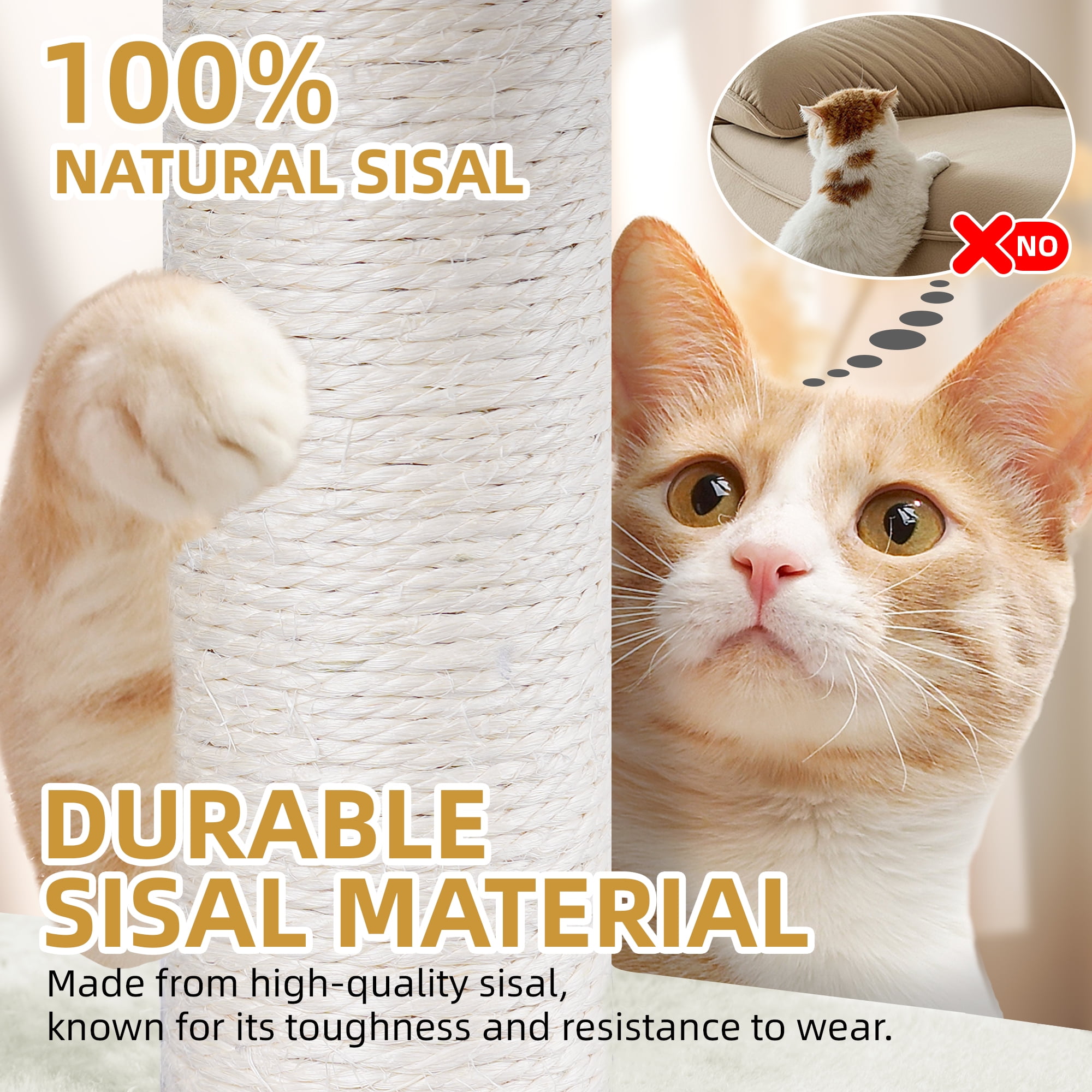 AIWIKIDE Cat Tree Cat Tower with Cat Scratching Posts,Activity Centre Climbing Tree Cat Furniture with Cat Condo and Two Hammocks,Beige