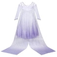 thumbnail image 3 of Benylion Girls Snowflake Princess Dress with Cape Ice-Queen Themed Costume Gown Toddler Halloween Cosplay Fancy Outfit for 7-8 Years, 3 of 11