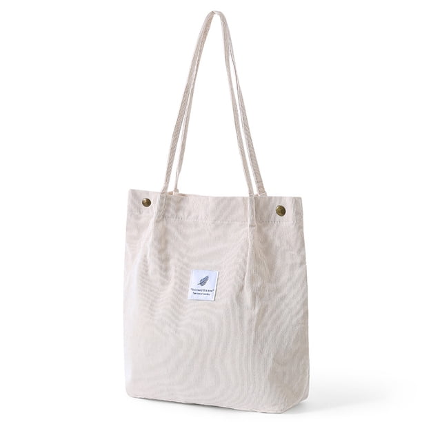 Sonducket Bolso de mano de pana para mujer, bolso de hombro ligero, bolsas de compras de gran capacidad, almacenamiento, bolsos informales Retro, Bolsas de mensajero y de hombro color crema