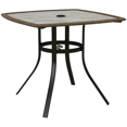 thumbnail image 1 of Outsunny Table de Patio 34 Pieds Table à Manger avec Trou pour Parasol, Brun Foncé (1 Unité), 1 of 10
