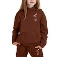 thumbnail image 4 of FASHOFT Girls Sweatsuit Set Cute Bow Graphic Hooded Sweatshirt and Jogger Pants with Pocket Casual 2 Piece Outfits Set Activewear Tracksuit Brown, 4 of 4