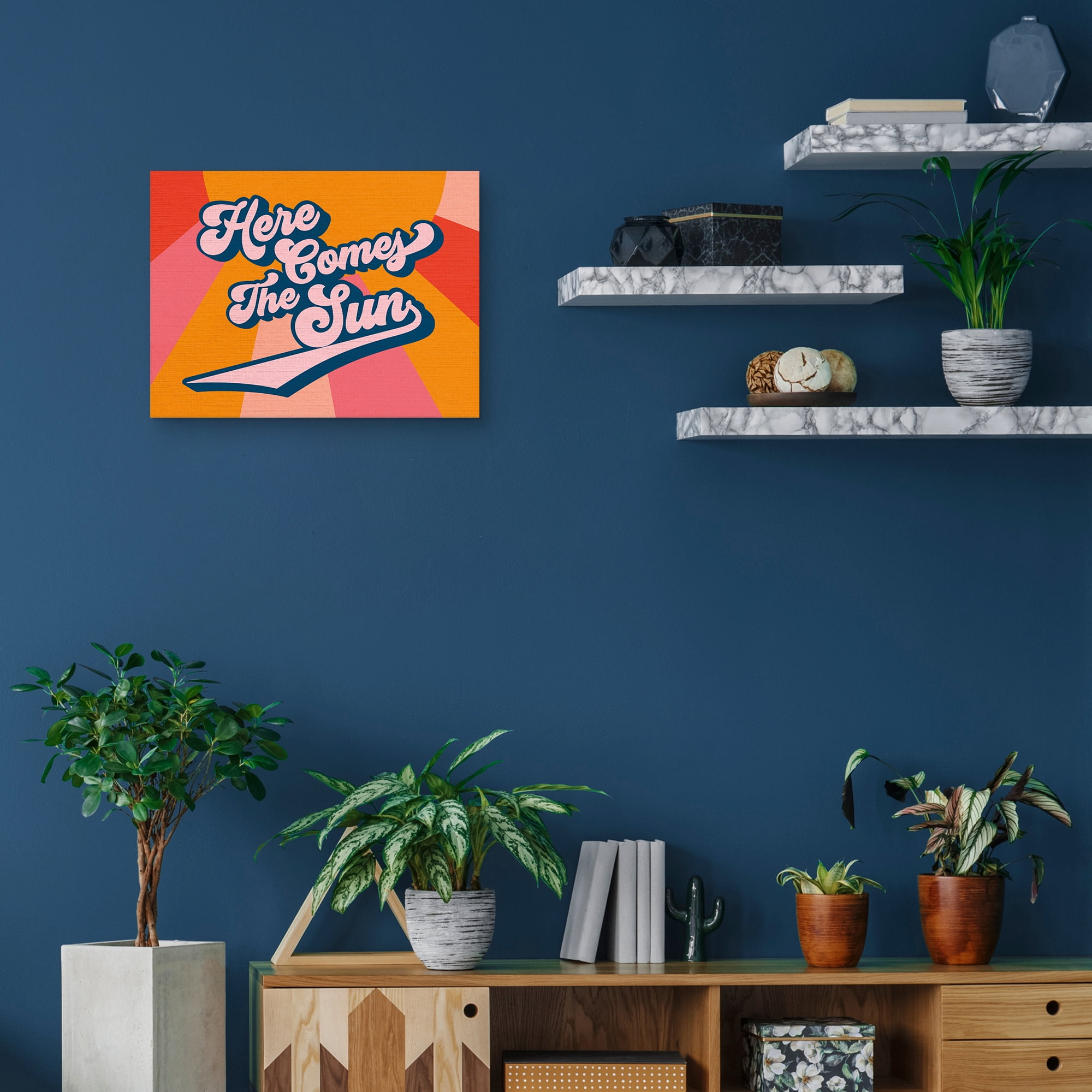 Retro Rainbow Here Comes The Sun by Dominique Vari Canvas Art Print