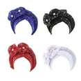 thumbnail image 5 of Bonnets à Fleurs Scintillants avec Strass pour Femmes, Écharpes de Tête Multi-Couches, Style Ethnique, Soirée Banquet, Turban, Rouge, 5 of 5