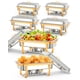thumbnail image 1 of QinaQin Juego de chafers rectangulares dorados de acero inoxidable con tapa, calentadores de buffet para fiestas, banquetes y bodas, 1 of 7
