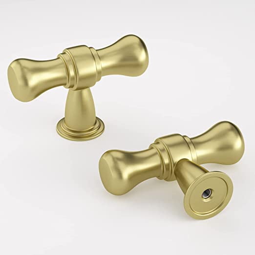 Goldenwarm 25 Pack Gold Drawer Knobs Single Hole Brass Cabinet Knobs for Kitchen