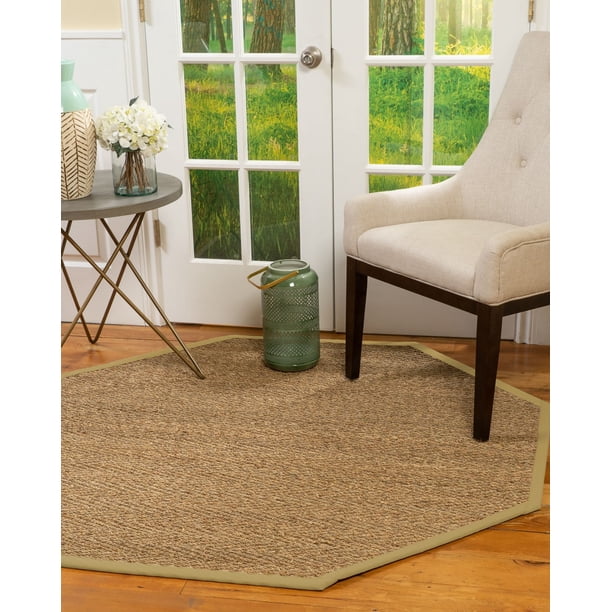 Natural Area Rugs Beach Custom Seagrass Rug, 10', Octagon Sage Border