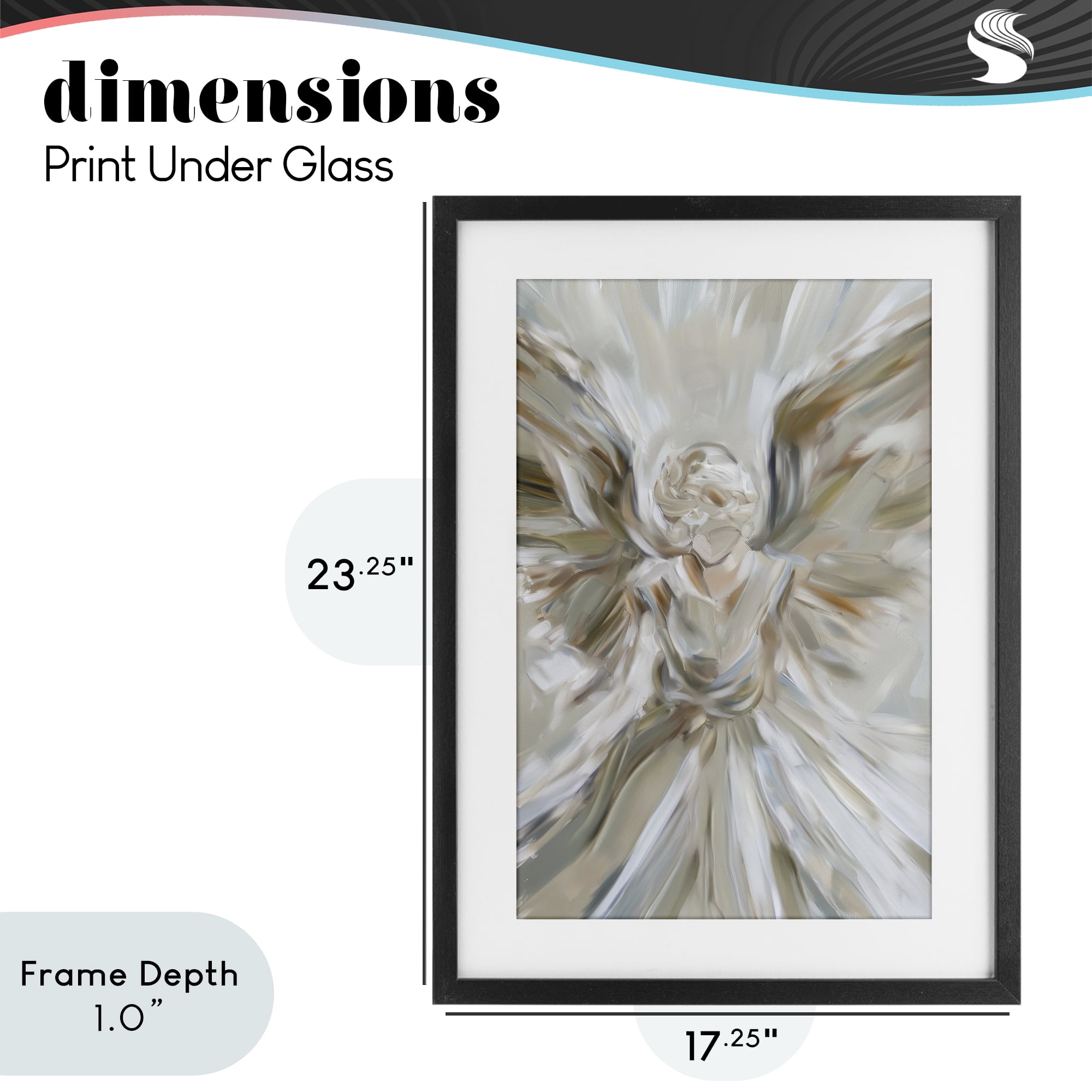 Stupell Industries Serene Angel with Flowing Wings Black Framed Print Under Glass, design by Petal Prints Design
