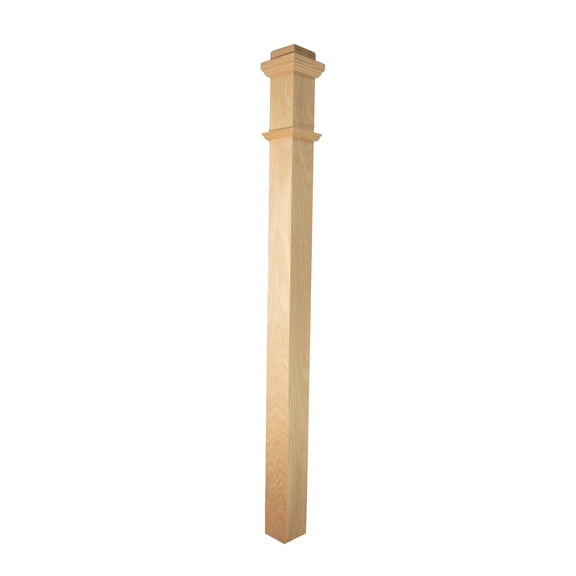 bingltd - 40.5" Tall Unfinished Contemporary Style Red Oak Wood Box Newel Post- Set of 1 (SP4075-RO-UNF)