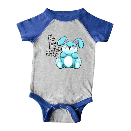 

Inktastic My 1st Easter cuddly blue bunny Gift Baby Boy or Baby Girl Bodysuit