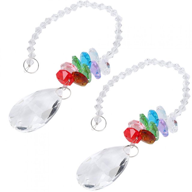 2 uds. De prismas de bolas de cristal de 50mm, adorno colgante, colgantes de cristal para decoración de coche, hogar, oficina, jardín, cuentas octogonales coloridas