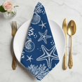 thumbnail image 2 of Navy Blue Coastal Cloth Napkins, Nautical Beach Starfish Coral Summer Washable and Reusable Dinner Napkins Set of 4, Table Napkin for Kitchen Party Birthday Wedding Hotel Housewarming 20"x20", 2 of 9