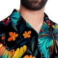 thumbnail image 5 of Flower Butterfly Men's Short Sleeve Hawaiian Print Button Down Beach Shirt, 5 of 6
