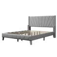 thumbnail image 4 of SYNGAR Upholstered Queen Size Velvet Platform Bed Frame with Tufted and Chrome Nailhead Trim Wingback Headboard, Gray, 4 of 8