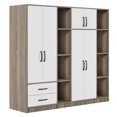thumbnail image 6 of 4-Door Closet Organizer Wardrobe with Shelves, Drawers, and Full-Length Mirror, Natural, 6 of 16