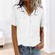 thumbnail image 2 of Mujeres Manga Corta Tops Casual Color Sólido Bolsillo Manga Corta Blusa Botón Arriba Cuello de Giro Casual Blusas de Manga Corta para Mujeres, 2 of 6