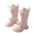 thumbnail image 2 of BXJX Girls Mid-Calf Boots, Side Zipper Lace-up Soft Sole Non-Slip Winter Riding Boots Pink Size 11 Little Kids, 2 of 8
