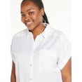 Terra & Sky Women’s Plus Size ShortSleeve ButtonFront Camp Shirt