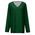 thumbnail image 3 of Camiseta informal de manga larga y cuello en V para mujer: comodidad básica, para todas las estaciones, combina con vaqueros, 3 of 4