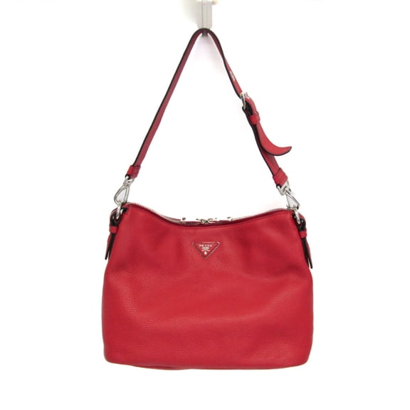 Pre-Owned Prada VIT.DAINO BR5122 Women's Leather Shoulder Bag Red Color