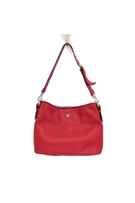Pre-Owned Prada VIT.DAINO BR5122 Women's Leather Shoulder Bag Red Color