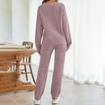 thumbnail image 6 of Women's Casual Pajama Set Fuzzy Knitted Long Sleeve Pj Loungewear,Light Purple,S, 6 of 8