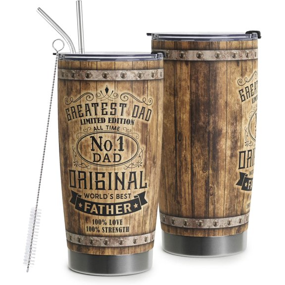 Gifts For Dad Best Dad Ever Gifts - Dad Gifts From Daughter Son - Fathers Day Presents From Daughter Son Wife Birthday Christmas Gifts For Dad Stainless Steel Tumbler with Lid and Straws 20oz