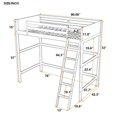 thumbnail image 2 of JINS & VICO Loft Bed, Twin Size Loft Bed Frame with Ladder and Full-Length Guardrail, Solid Wood Loft Bed for Kids Teens Adults Bedroom Dorm, No Box Spring Needed, Gray, 2 of 7