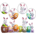 thumbnail image 4 of Easter Bunny Eggs with The Word Easter Resin Centerpiece Decor 4 Rabbits Bunny & Egg Tabletop Easter Figuring for Easter Home and Office Easter Decoration, 4 of 5