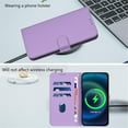thumbnail image 4 of Wallet Case Compatible for iPhone 12 / 12 Pro, PU Leather Magnetic Closure Protective Flip Folio Case with 3 Card Holder and Wrist Strap Cover Women Men,Purple,For iPhone 12 / 12 Pro, 4 of 7