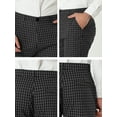 thumbnail image 6 of INSPIRE CHIC Men's Business Pants Checked Printed Slim Fit Flat Front Plaid Dress Trousers 32 Black White, 6 of 7