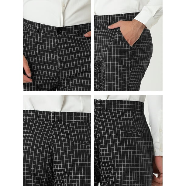 Pantalones Chinos A Cuadros Para Hombre, Pantalones Casuales A Cuadros, Modernos, Cómodos, Elásticos, Sin Pinzas, Pantalones Ajustados, Negro