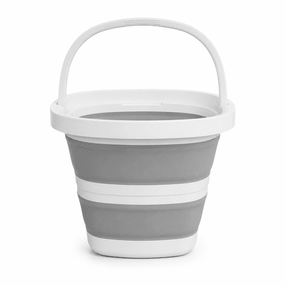 Collapsible Bucket 10.2 Inch, Portable Folding Water Pail for Camping Fishing Beach Car Washing Household Cleaning, Gray